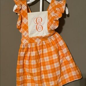 Orange Plaid Ruffle Dress